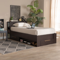 Baxton Studio SEBED1302918-Modi Wenge-Twin Carlson Modern and Contemporary Espresso Brown Finished Wood Twin Size 3-Drawer Platform Storage Bede